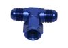 Aeroflow AN Tee Female Swivel On Side -4AN Blue