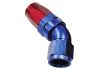 Aeroflow 150 Series Taper 1pc Full Flow Swivel 45 Hose-End -4AN Blue/Red 