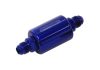 Aeroflow Billet Fuel Filter -6AN40 micron Stainless element 1.25in x 3in L Blue