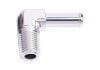 Aeroflow Male NPT to Barb 90 Adapter 1/4in to 3/8in Silver