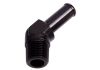 Aeroflow Male NPT to Barb 45 Adapter 3/8in to 1/2in Black
