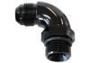 Aeroflow 90 ORB to Male AN Full Flow Adapter -8 ORB to -8AN With Jam Nut Black