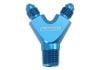 Aeroflow NPT to AN Y Block Adapter Blue Finish 1 x Male 1/8" NPT to 2 x Male -3AN AF147-02-03