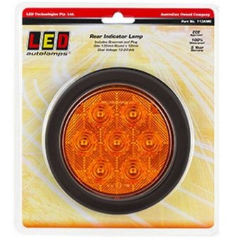 LED Autolamps 113AMG LED Indicator Lamp 12/24V With Grommet 7LED's 109mm Round X 53mm