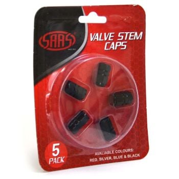 SAAS 194265 Valve Cap Black 2 Groove 5pc