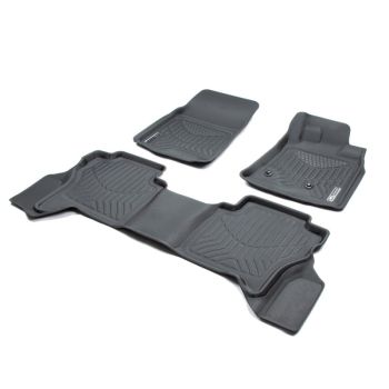 TruFit MaxTrac Full Set Black Rubber Floor Mats with Drivers Anchor Points fits Mitsubishi Pajero NS NT NW NX 2006 - 2021