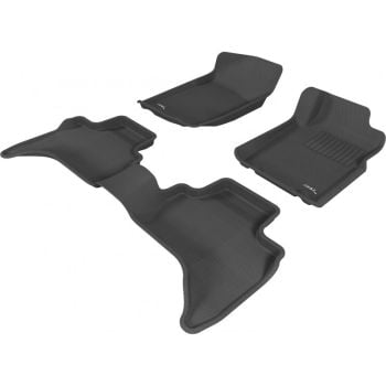 TruFit 3D Kagu Full Set Black Rubber Floor Mats with Drivers Anchor Points fits Mitsubishi Triton ML/MN Dual Cab 2006 - 2014