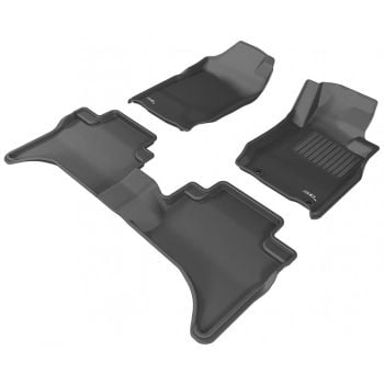 TruFit 3D Kagu Full Set Black Rubber Floor Mats with Drivers Anchor Points fits Mitsubishi Triton MQ2/MR Dual Cab 2018 - On