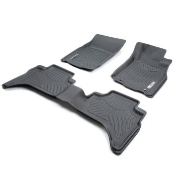 TruFit MaxTrac Full Set Black Rubber Floor Mats with Drivers Anchor Points fits Mitsubishi Triton Dual Cab MQ Series 2/MR 2017 - 2022