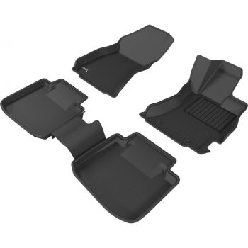 TruFit 3D Kagu Full Set Black Rubber Floor Mats with Drivers Anchor Points fits Subaru Liberty Auto 2015 - 2020