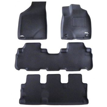 TruFit 3D Kagu 3-Row Black Rubber Floor Mats with Drivers Anchor Points fits Toyota Kluger 50/55 Series 2013 - 2020
