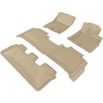 TruFit 3D Kagu 3-Row Beige Rubber Floor Mats with Anchor Points fits Lexus LX570/LX450D 2013 - 2021