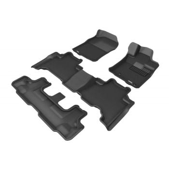 TruFit 3D Kagu 3-Row Black Rubber Floor Mats with Drivers Anchor Points fits Toyota Prado 150 series Auto 2013 - On