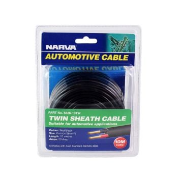 Narva 5826-10TW 50A 6MM Twin Core Sheathed Cable (10M) Red/Black with Black Tracer