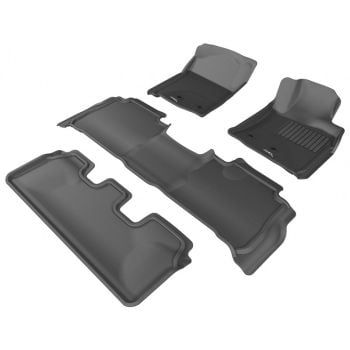 TruFit 3D Kagu 3-Row Black Rubber Floor Mats with Anchor Points fits Lexus LX570/LX450D 2013 - 2021