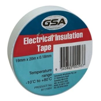 GSA Electrical Tape White 19mm x 20m 8111WH
