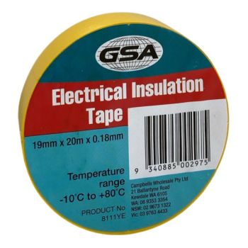 GSA Electrical Tape Yellow 19mm x 20m 8111YE