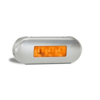 LED Autolamps 86AAM LED Amber Side Marker Lamp 12/24V 3 LED's Stainless Steel Housing Amber Lens