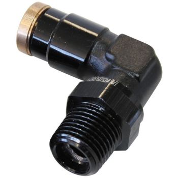 Aeroflow 90 1/8in NPT to 3/16in Nylon Quick Release Fitting Black