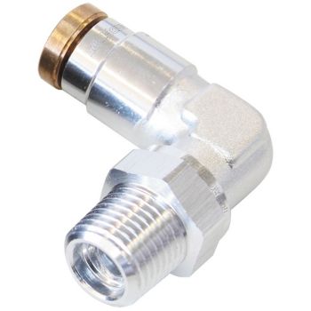 Aeroflow 90 1/4in NPT to 1/4in Nylon Quick Release Fitting Silver