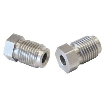 Aeroflow Stainless Inverted Flare Tube Nuts Pair 7/16in-24 to 3/16in Hard Line