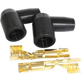 Aeroflow Xpro Silicone 90 Socket Distributor/Coil Boots & Terminals Black 2PK