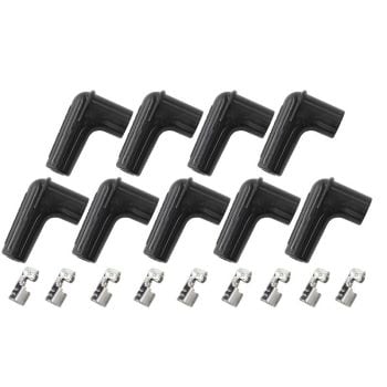 Aeroflow Xpro Silicone 90 Spark Plug Boots & 90 Terminals Black set of 9