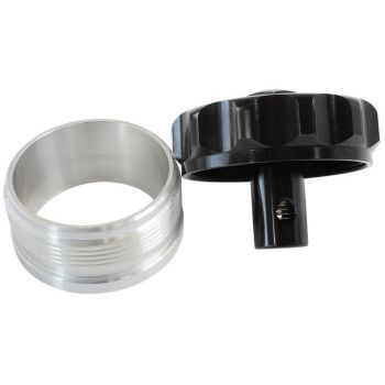 Aeroflow Billet Weld-On Filler Neck & Cap Black2in ID Weld-On With Rollover Valve Cap