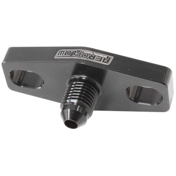 Aeroflow Turbo Oil Feed Adapter -4AN 38-44mm Hole Centres. Black Finish.