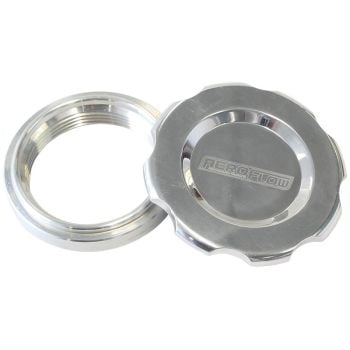 Aeroflow Low Profile Billet Filler Cap & 2-1/2in Female Weld-on Bung Polished Cap