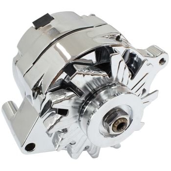 Aeroflow Ford Alternator Chrome 140 AMP 1 Wire Internal Regulator Single V Groove Pulley