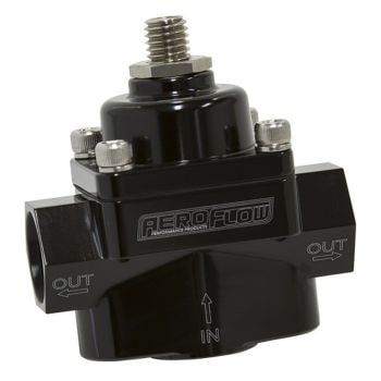 Aeroflow Billet 2-Port Fuel Pressure Regulator 3/8in NPT Black 1-4 PSI