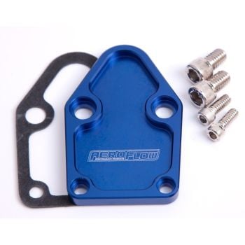 Aeroflow Billet Fuel Pump Block-Off Plate Blue 