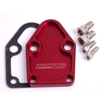Aeroflow Billet Fuel Pump Block-Off Plate Red 
