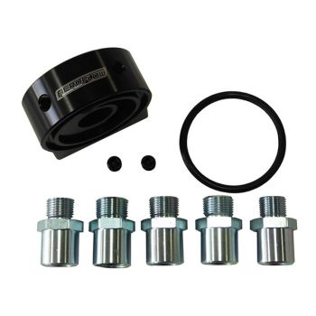 Aeroflow Billet Oil Cooler Sandwich Adapter Universal 2 x 1/8in NPT Black