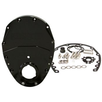 Aeroflow 2-Piece Billet Aluminium Timing Cover Black 