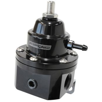 Aeroflow 2-Port 1200hp Billet Fuel Pressure Regulator 30-120psi Adjustable Black