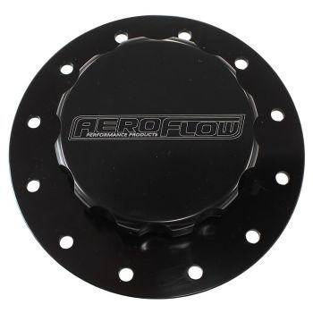 Aeroflow Screw-On Billet Fuel Cell Cap Assembly Black With Bolts & Gasket