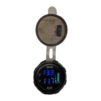 Lightforce CBUSB3 DUAL LED VOLTMETER 12/24V WITH 3amp USB FAST CHARGER 29mm DIA