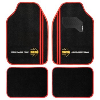 MOMO CM4A8BRRH Sport Black & Red Set Of 4 Floor Mat