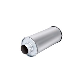 XForce 3 Inch Inlet 5 Inch Round Straight-Through Resonator Raw 409 Stainless Steel
