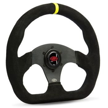 SAAS D1-SWB-F33 Steering Wheel Suede 13" ADR Black Flat Bottom + Indicator