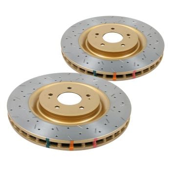 DBA DBA42847SLVXD 4000 Cross-Drilled Dimpled Silver Brake Disc Rotor Pair