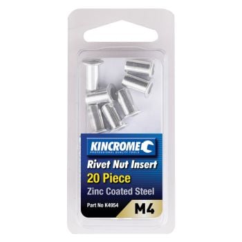 Kincrome Rivet Nut Insert M4 Zinc Coated Steel 20pc K4954