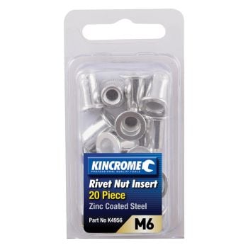 Kincrome Rivet Nut Insert M6 Zinc Coated Steel 20pc K4956