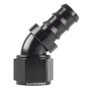 Raceworks Push Lock Hose End AN-8 45deg RWF-402-08BK