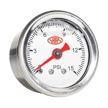 SAAS SG15W Fuel Press Gauge 15 PSI Liquid Filled 41mm White