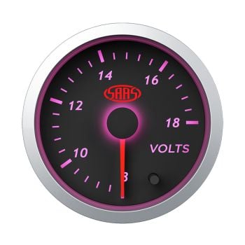 SAAS SG21250 Volt Gauge 8v-18v 52mm Black Street Series