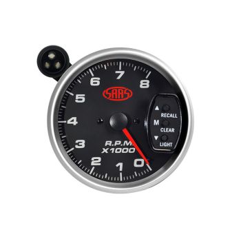 SAAS SGTAC334BS2 Tachometer Gauge 0-8K Shiftlite 3-3 4 Black Muscle Series 2