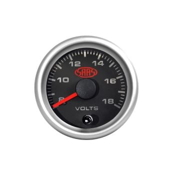 SAAS SGVLT52BS2 Volt Gauge 8v-18v 52mm Black Muscle Series 2
